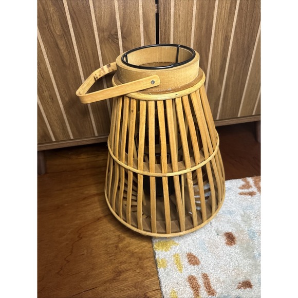 Gallery Light Other - Gallery Light Small Wood Slat Lantern Candle Holder Handle 10018939